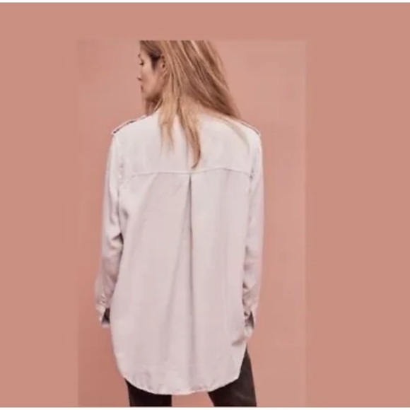HOLDING HORSES Anthropologie Dimanche Pearl Snap Tunic Top Mauve M - Picture 4 of 8